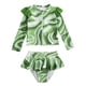 thumbnail image 5 of Odeerbi 2-12 Años Niñas 2 Piezas Ruffle Manga Larga Rash Guard Conjunto Rayado Upf 50 + Traje de Baño de Surf Seco Rápido Con Falda de Baño, 5 of 7