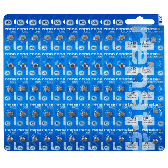 Renata 319 SR527SW Batteries - 1.55V Silver Oxide 319 Watch Battery (100 Count)
