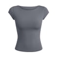 thumbnail image 4 of WERYOUNG Women's T Shirts Casual Crew Neck Short Sleeve Tee Everyday Wear Solid Color T-Shirts Stylish Top M, 4 of 4