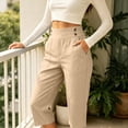 thumbnail image 4 of Capris for Women with Pockets Women's Cotton Linen High Waisted Pants Dressy Casual Cropped Pant Casual Summer Clothes,L, 4 of 4