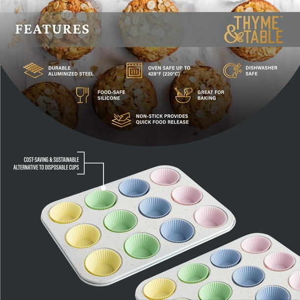 Thyme & Table 2-Pack 12 Cup Non-Stick Muffin Pan with Silicone