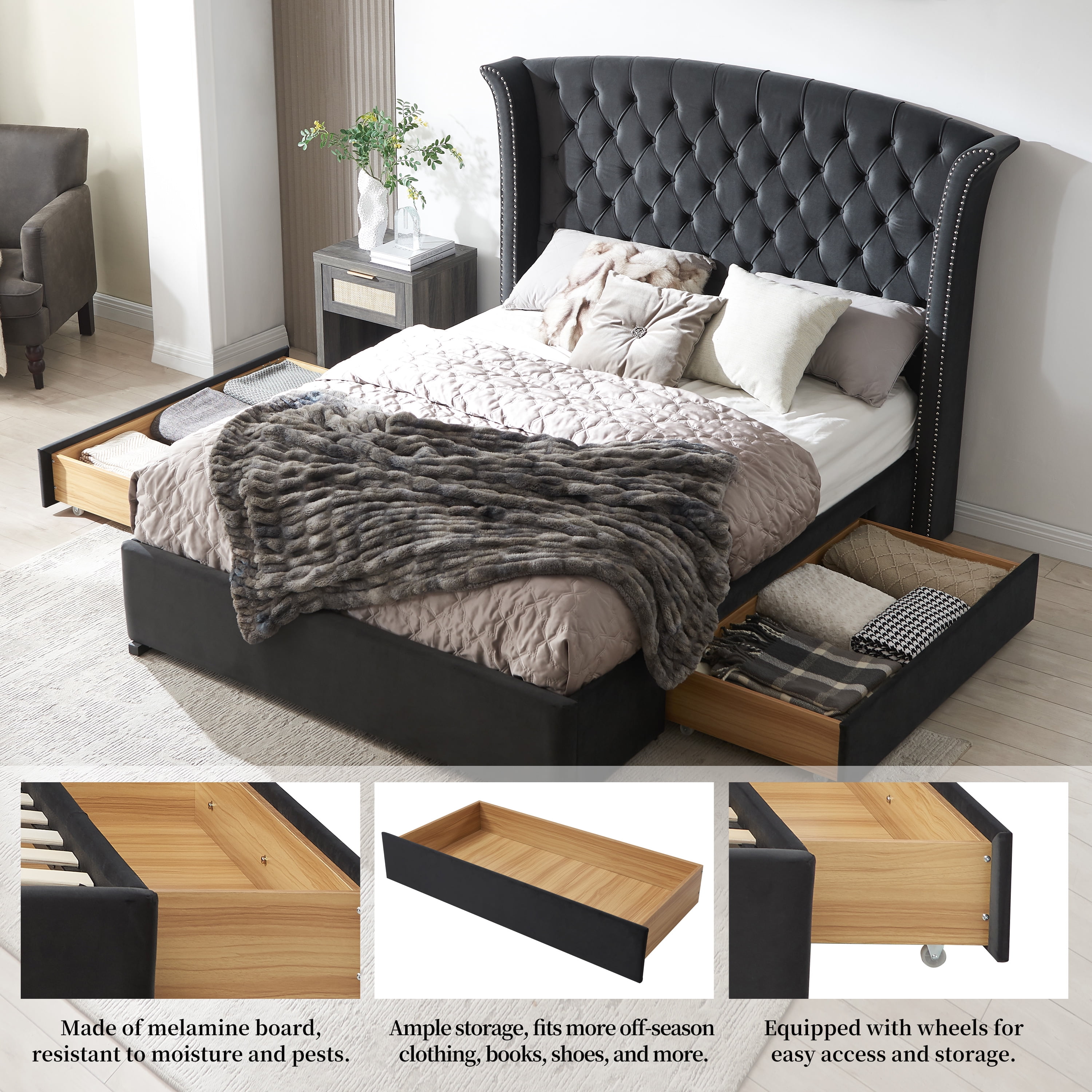【hy100602】socph bed double hy100602】socph bed double ModernLuxe Upholstered Twin Size