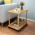 thumbnail image 2 of WETLA Small Table,End Table,Solid Color Wooden Side Table 360 Degree Swivel Easy Assembly Side 2 Tier Open Shelf Sofa Small Tea Coffee Table with Wheels, 2 of 9