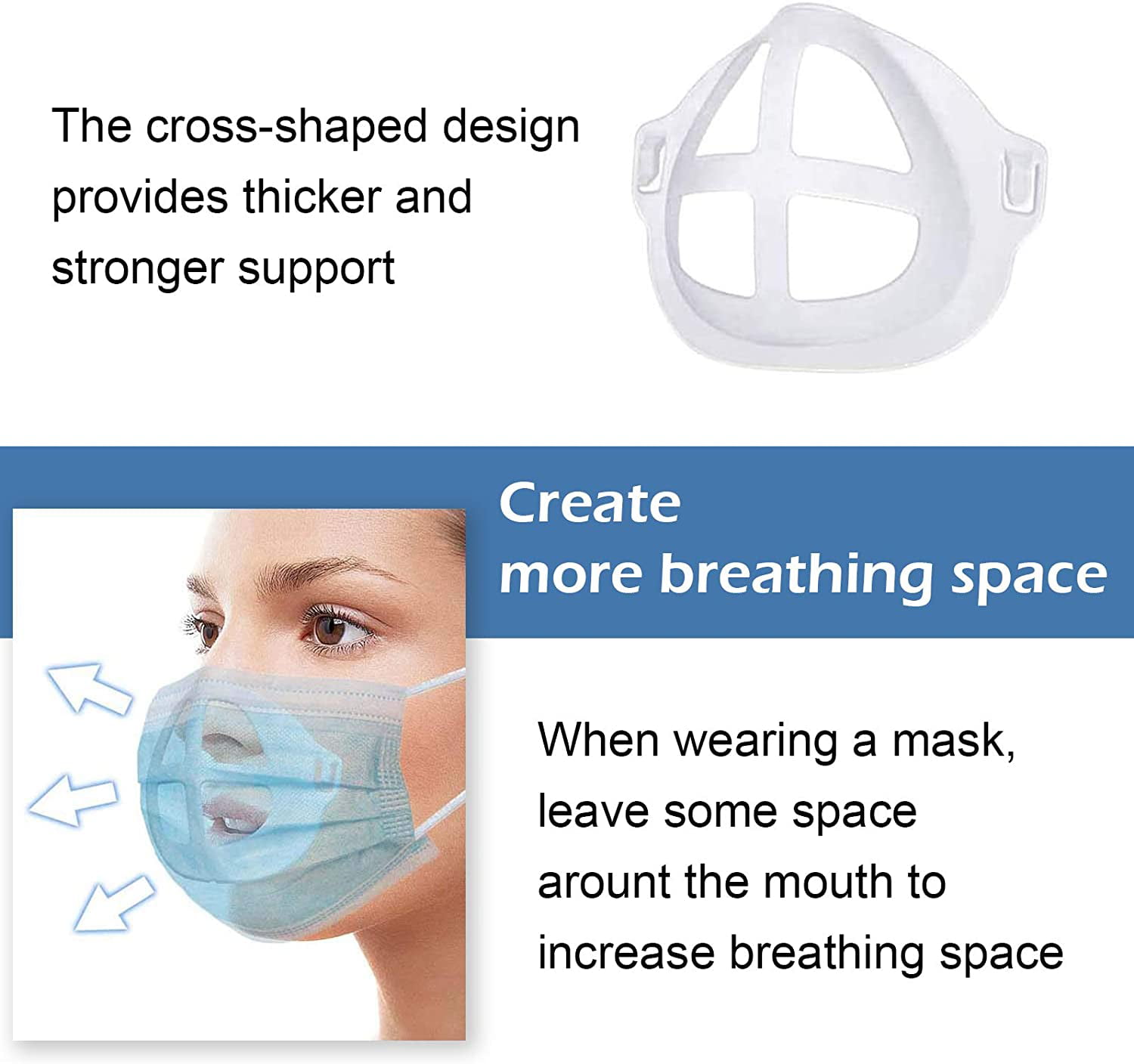 Bracket for Inner Support Frame Clear 3D Comfortable Reusable Washable Holder for Lipstick and More Breathing Space 10