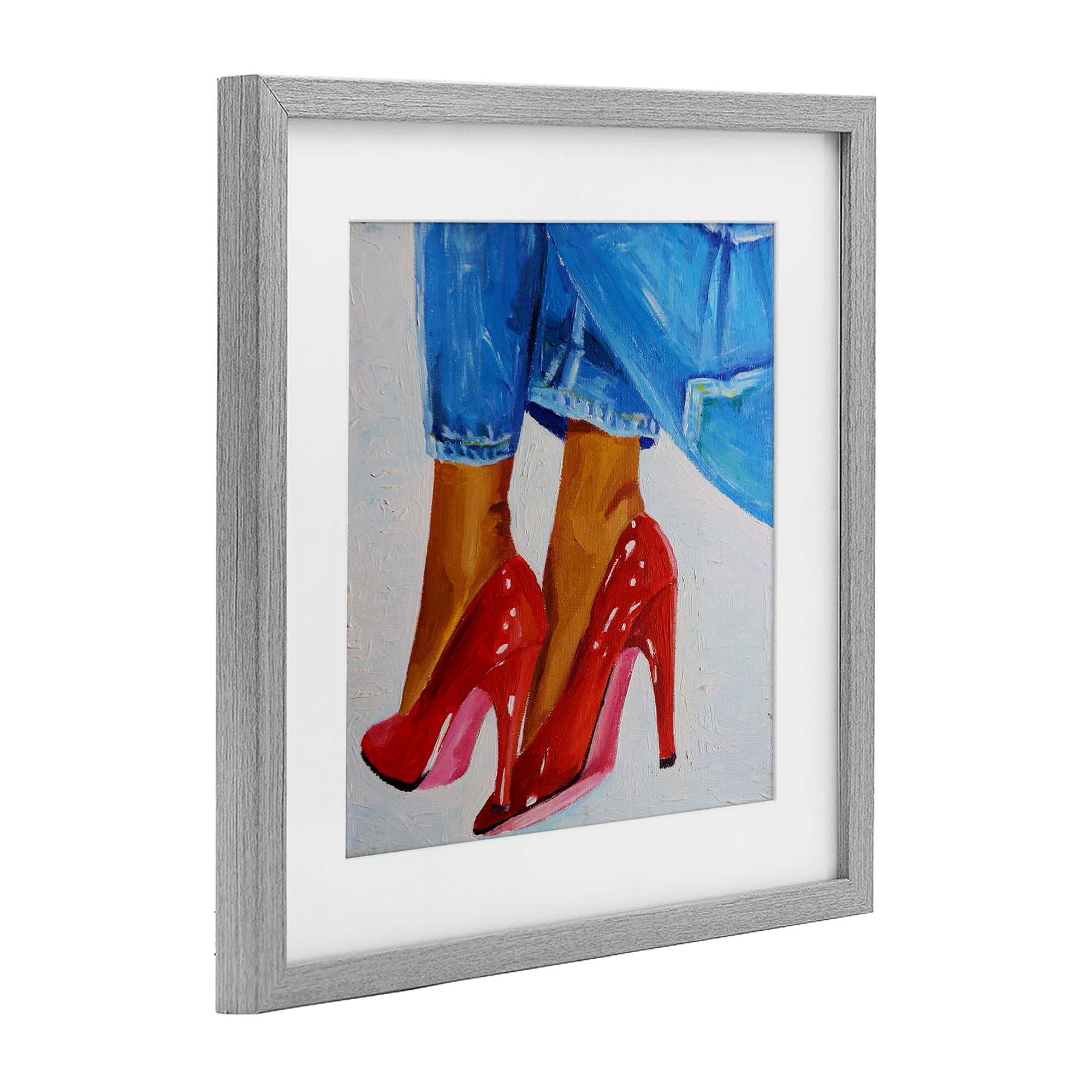 Stupell Industries Glossy Red Pumps & Jeans Gray Framed Print Under Glass, design by Violeta Vollmer