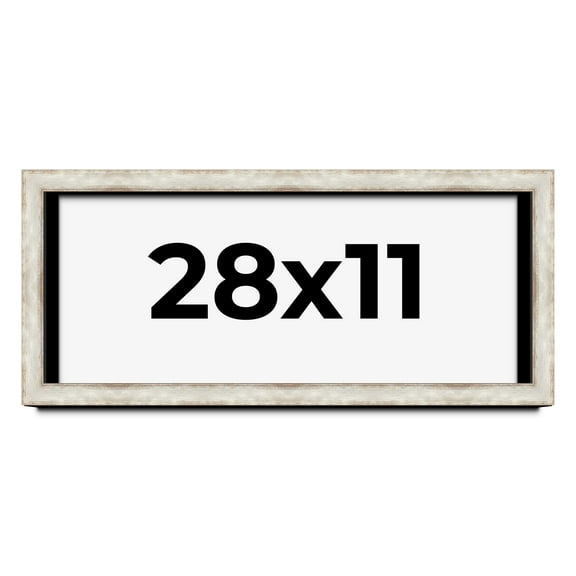 28x11 Shadow Box Frame Silver | 1.625 Inches Deep Real Wood Contemporary Shadowbox Display Frame |