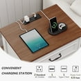 thumbnail image 4 of Farmhouse Nightstand with Charging Station, 3 Drawers Bedside Table for Bedroom for Adults, White Brown, 4 of 7