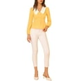 thumbnail image 2 of INSPIRE CHIC Women's Contrast Peter Pan Collar Long Sleeve Button Down Cotton Shirt L Yellow, 2 of 6