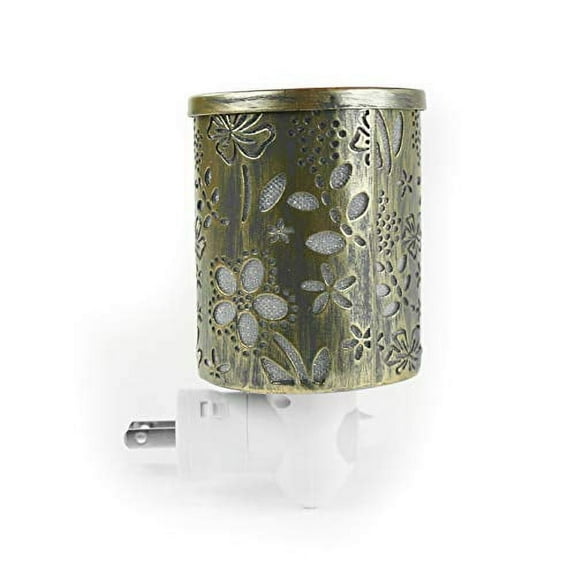 K-Cliffs Bronze Floral Plug-in Fragrance Warmer Diffuser for Scented Wax Cubes & Essential Oils
