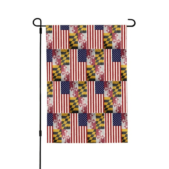 Grunge America Maryland Flag Garden Flag 28x40 Double Sided Large Stained House Yard Flag For Outside Porch Lawn Decor