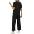 thumbnail image 4 of Fantaslook 2 Piece Sets for Women Casual Summer Travel Vacation Outfits Short Sleeve Tops Wide Leg Pants Lounge Sets, 4 of 10