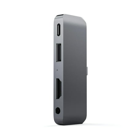 Satechi - Type-C Mobile Hub with USB-C PD Charging, 4K HDMI, USB 3.0 & Headphone Jack - 2020/2018 iPad Pro, Microsoft Surface Go - Space Gray
