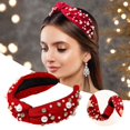 thumbnail image 2 of Red Pearl & Rhinestone Headband for Women - Sparkling Knotted Hair Accessory with Non- Grip, Elegant Embellished Headband for Parties, Weddings & Special Occasions, 2 of 5