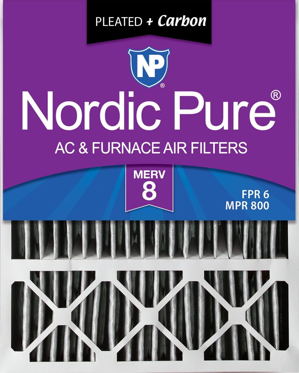20x25x5 (4 3/8) Lennox X6673_X6675 Replacement Air Filter MERV 8 + Carbon 4 Pack