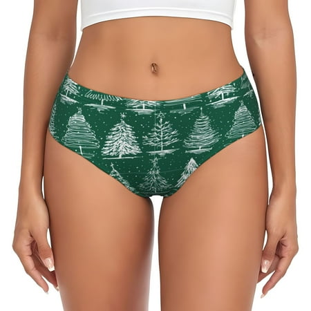 Uemuo Christmas Trees Pattern Women s Cotton Underwear Full Coverage Briefs Soft Stretchy Breathable Underwear Brief-4X-Large