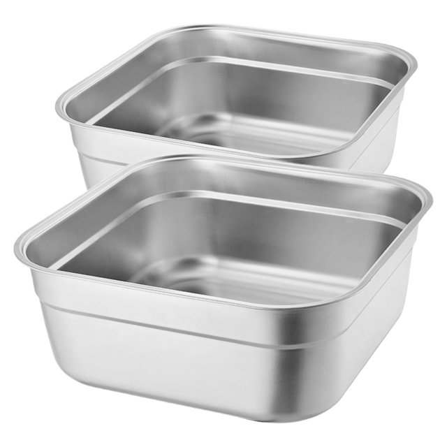2 palanganas de acero inoxidable para verduras, de metal, para lavar platos y verduras en la cocina, resistentes y duraderas, color plateado