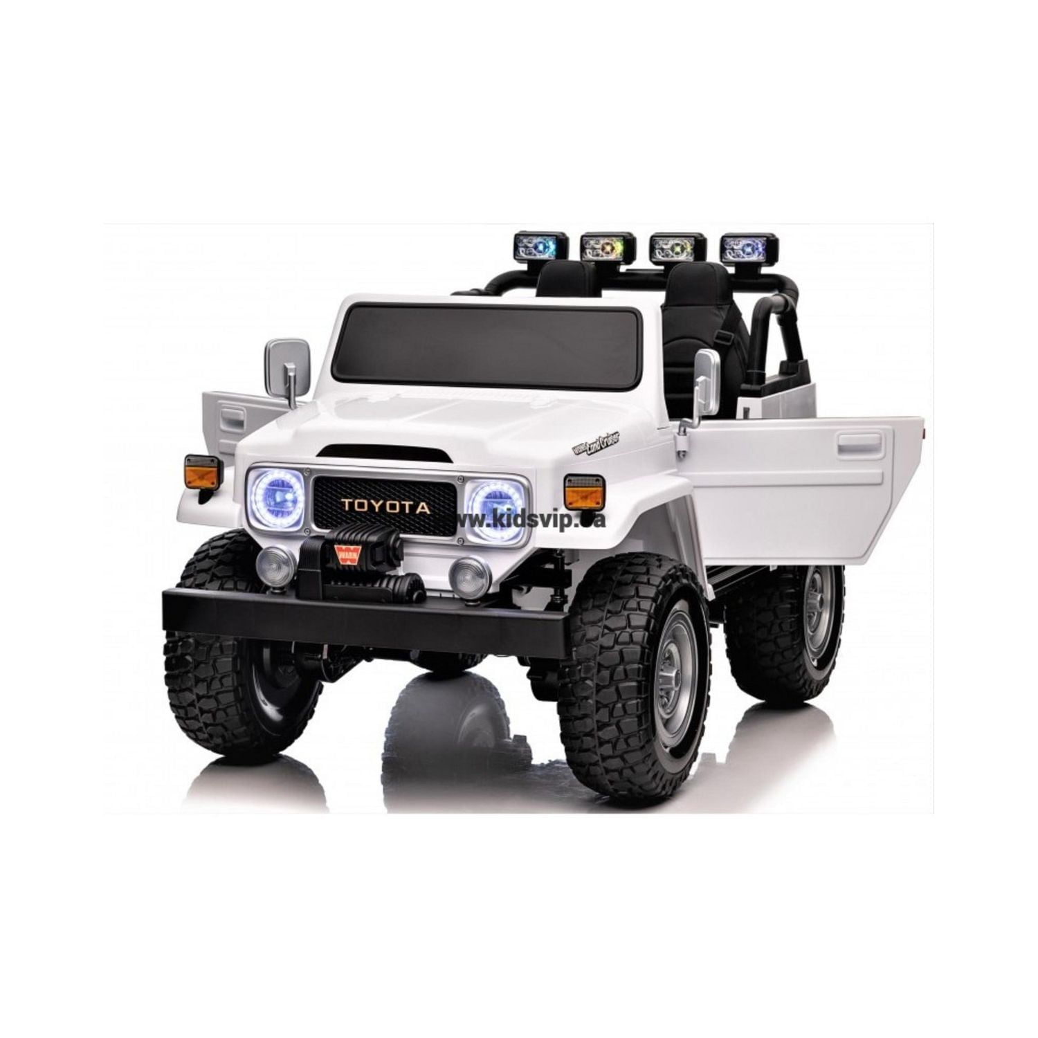 KidsVIP Licensed Toyota 2-Seater 24V Powered 4x4 Premium Ride-On Truck w/ Rubber Wheels, Music & Remote