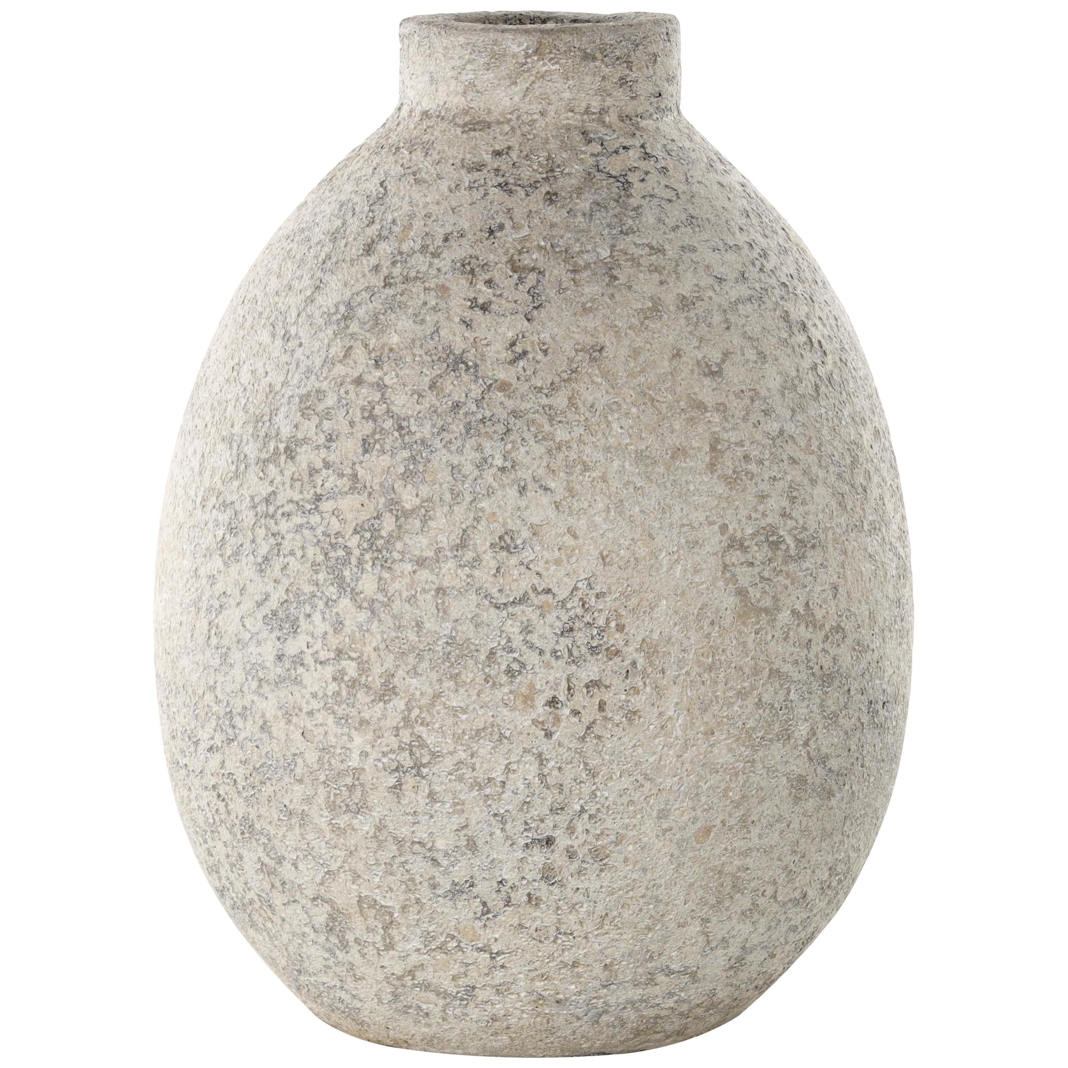 DecMode 14" Handmade Antique Style Textured Beige Ceramic Vase
