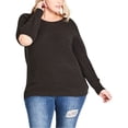 thumbnail image 1 of City Chic Womens Elbow Cutout Pullover Sweater, Green, Plus Size, XL/22W, 1 of 1