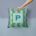 thumbnail image 2 of Carolines Treasures CJ1020-PPW1414 Initial P Monogram - Blue Argoyle Decorative   Canvas Fabric Pillow CJ1020 14Hx14W, 2 of 4
