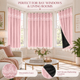 thumbnail image 6 of No-Drill Adhesive Blackout Curtains, Lace Double Layer Thermal Insulated Light-Filtering Drapes, Room Darkening Reusable for Bedroom Bay Window Living Room, Pink, 6 of 7