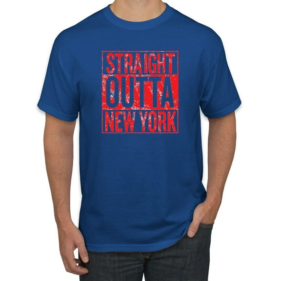 Straight Outta New York NYG Fan | Fantasy Football | Mens Sports Graphic T-Shirt, Royal, Small