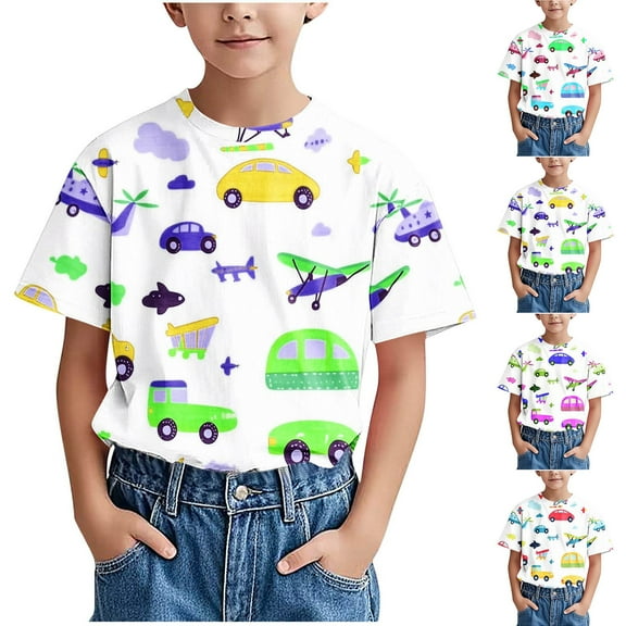 Riecok Toddler Kids Boys Girls Cotton T-shirt Crewneck Comfortable Shirt Kids Clothes Toddler Kids Boy Lightweight Trendy Outfits Blouses Top Summer 18 Months Green