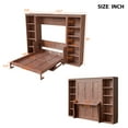 thumbnail image 2 of Harper & Bright Designs Full Size Murphy Bed with Desk, Wooden Full Cabinet Bed Wall Bed with Bookshelf, Folding Wall Chest Bed for Bedroom Guest Room, Dark Brown, 2 of 10