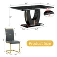 thumbnail image 6 of JUFU 63" Black Faux Marble Dining Table Set, Modern 5-Piece Dining Set with Gray PU Leather Chairs and Gold Metal Legs for Kitchen, Dining Room, Living Room, 6 of 10