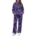 thumbnail image 2 of Chririnla Black Cat Spider Pattern Tracksuits, Stand Up Collar Sweat Sets with Stretch Soft Lounge Sets for Fall Vacation, 2 of 9