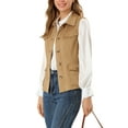 thumbnail image 5 of INSPIRE CHIC Women's Utility Cargo Vest Button Front Sleeveless Faux Suede Jacket with Pockets 2XL Khaki, 5 of 7