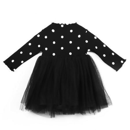 

Baby Girl Newborn Lace Long Sleeve Spots Knitting Skirt Dot Tutu Dress