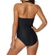 thumbnail image 5 of Traje de Baño de Ruffle de las Mujeres con Diseño Hueco de Bloqueo de Colores, Traje de Baño sin Espalda de Pieza Conservadora para la Playa, 5 of 5