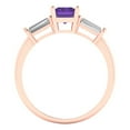 thumbnail image 4 of 1.5 ct Emerald Cut Natural Amethyst Three-Stone Engagement Ring for Women in 18K Rose Gold, 4 of 5