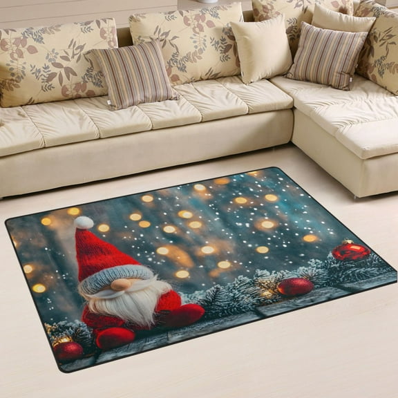 Ryvnso Merry Christmas Gnome Area Floor Mat Non-Slip Carpet Soft Rugs Doormats 31" x 20"