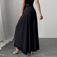 thumbnail image 4 of Cagogo Women's High Waisted Palazzo Pants Elegant Flowy Long Trousers for Party Summer Casual Wide Leg Beach Dressy Office Travel Lounge Pants, Black L, 4 of 6