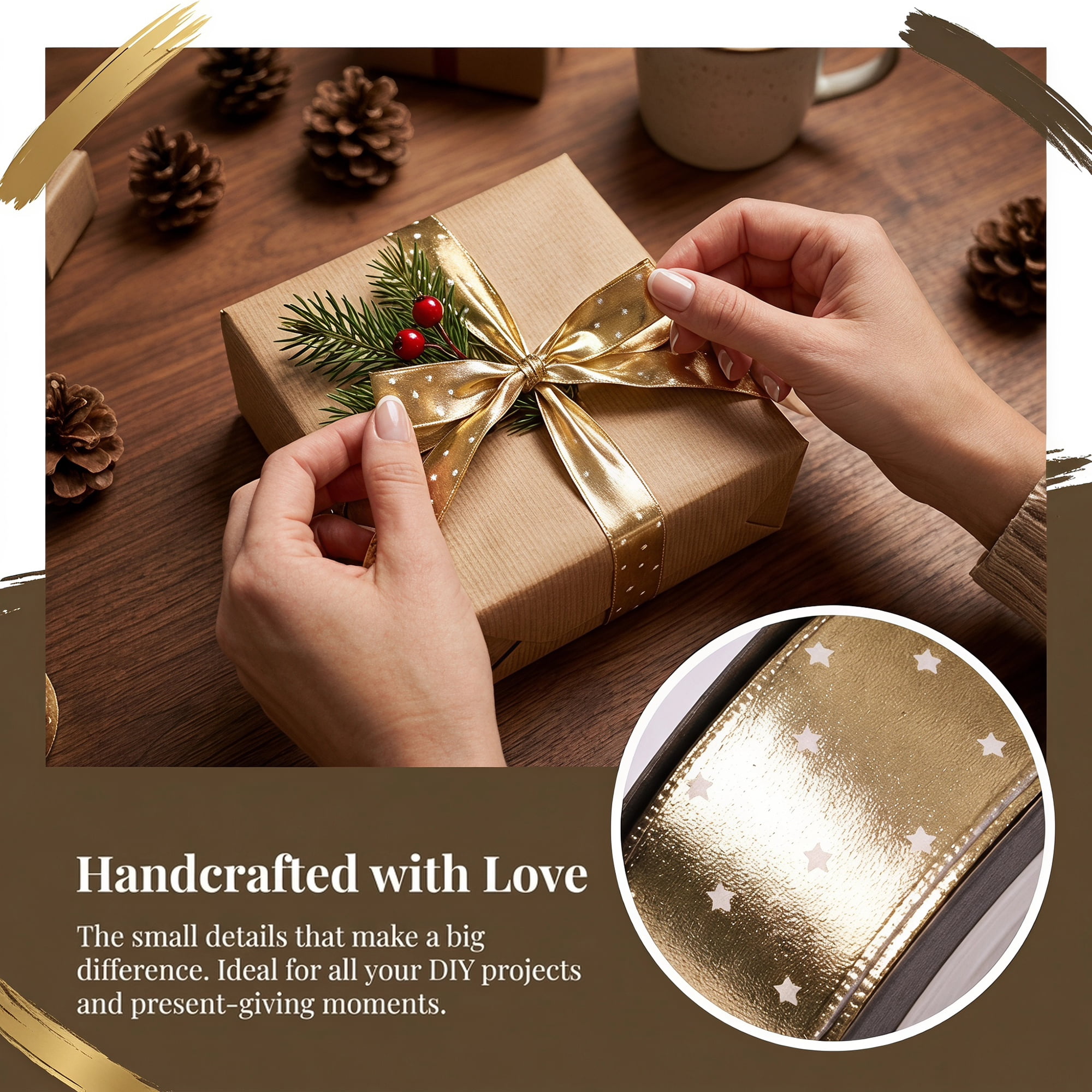 Unique Bargains Elegant Star Pattern Fabric Ribbon for Creative Presentations Star Pattern