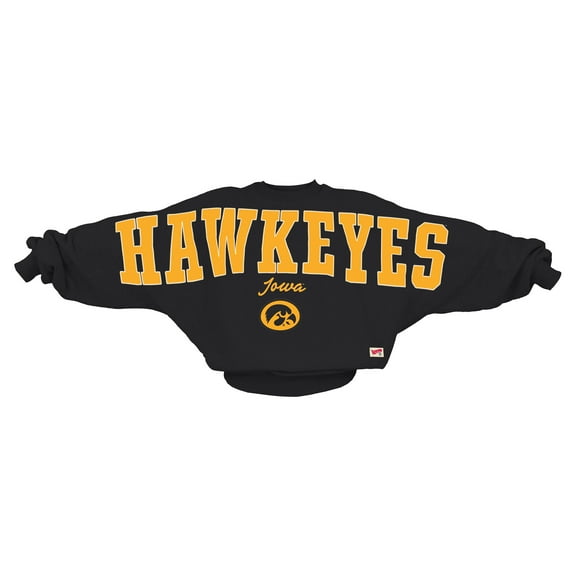 Women's Pressbox  Black Iowa Hawkeyes Flannigan Oversized Dolman Pullover Sweatshirt