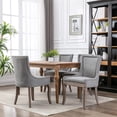 thumbnail image 3 of EHANCIS Fabric Upholstered Side Chairs Set of 2 ,High-Back Dining Chair with Solid Wood Frame and Nailhead Trim Legs, Suitable for Kitchen and Dining Room(Gray), 3 of 7