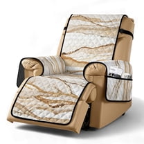 TSOVTHRID Beige Marble Texture Print Recliner Chair Covers, Removable Non Slip Soft Recliner Covers with Storage Pockets Soft Comfortable Recliner Slipcovers for Pet, Living Room