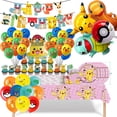 thumbnail image 2 of Linda serie Pokémon, vajilla para fiesta de cumpleaños, pancarta desechable, adorno para tarta, bandera colgante, globos de Pikachu, decoración de cumpleaños, 2 of 2