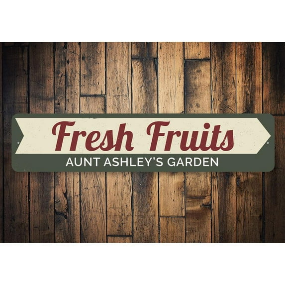 Fresh Fruits Novelty Sign, Metal Wall Decor - 4x18 inches