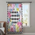 thumbnail image 3 of Easter Eggs Sheer Curtains 45 Inches Long, Spring Floral Berry Leaves Botanical Black Plaid Light Filering Curtains, Breathable Simi Curtain Privacy Drapes for Kitchen Bathroom Small Window Treatment, 3 of 9