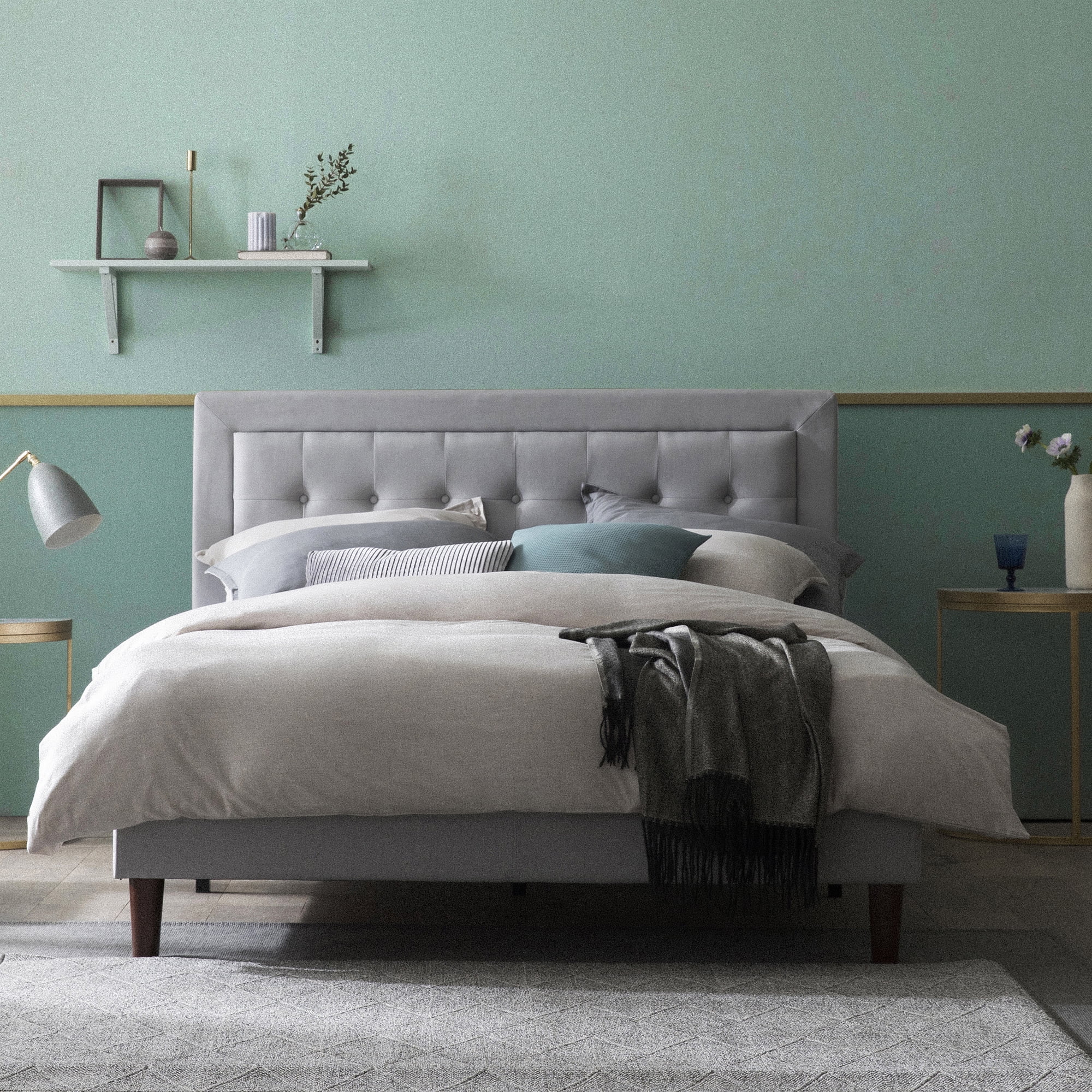 Zinus 39" Dachelle Upholstered Platform Bed Frame Gray Sand, King
