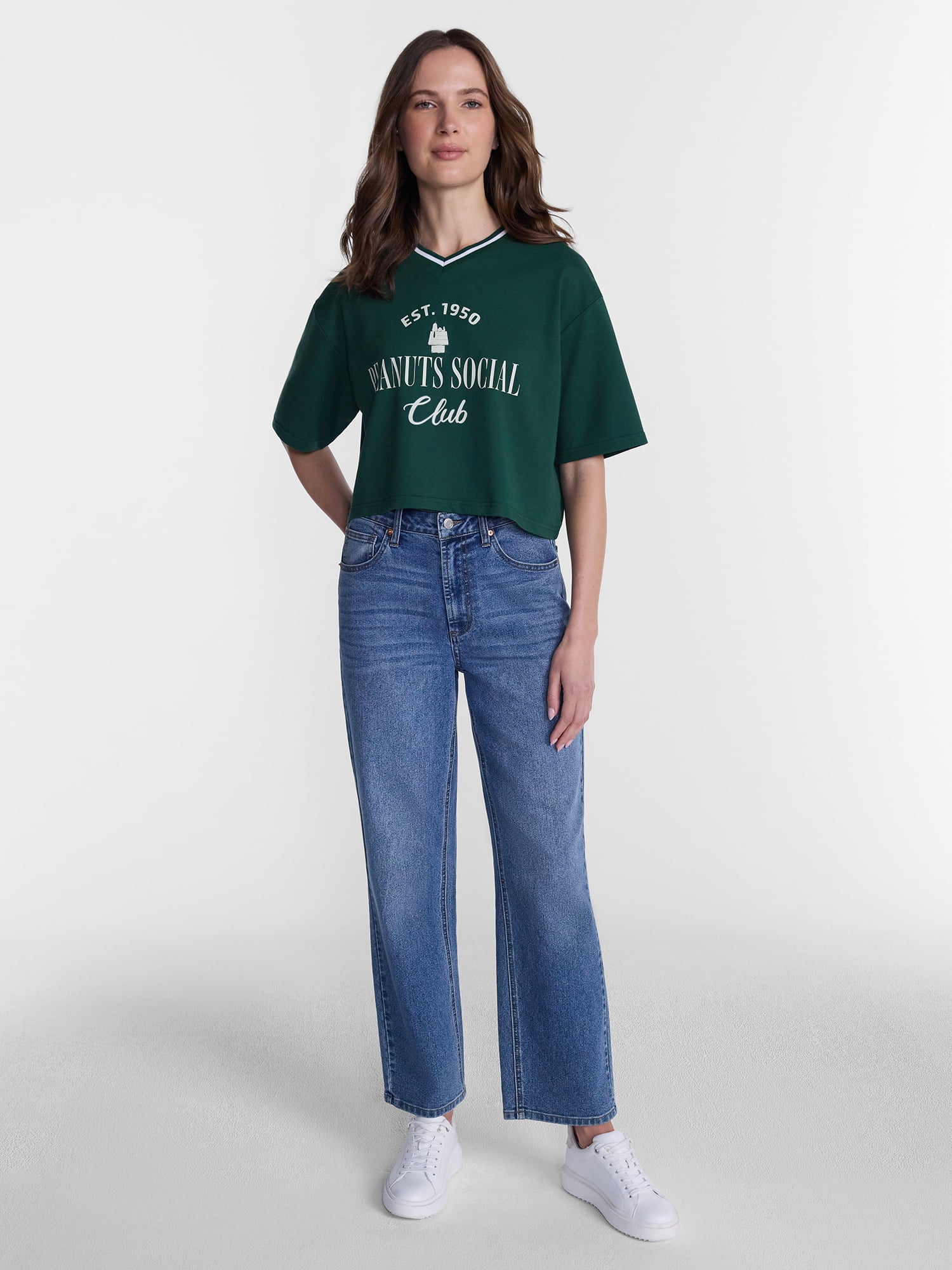 Peanuts Women's Snoopy French Terry Varsity Graphic Tee with Short Sleeves, Sizes XXS-XXL