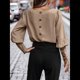 thumbnail image 5 of Blusa Elegante de Larga con Cuello Redondo para Mujer, Ideal para Otoño e Invierno, con Botones en la Espalda Café Oscuro S, 5 of 9
