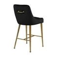 thumbnail image 2 of Homestock African Artifacts Modern, Contemporary Velvet Upholstered Counter Stool with Polished Gold Metal Legs, Set of 2, 23" W x 21" D x 40" H, Ideal for Bar and Pub Height Tables-Color:Black, 2 of 9