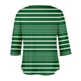 thumbnail image 5 of ADSSDQ Plus Size Tops For Women 4X-5X With Pocket 3/4 Sleeves Striped T-Shirt Compression Shirts Woman V Neck Tunic Tops Loose Fit Elbow Length Retro Fall Sweatshirts Army Green XL, 5 of 5
