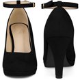 thumbnail image 2 of Zapatos De Tacón De Aguja Con Punta Redonda Y Correa En El Tobillo Para Mujer Negro 37, 2 of 6