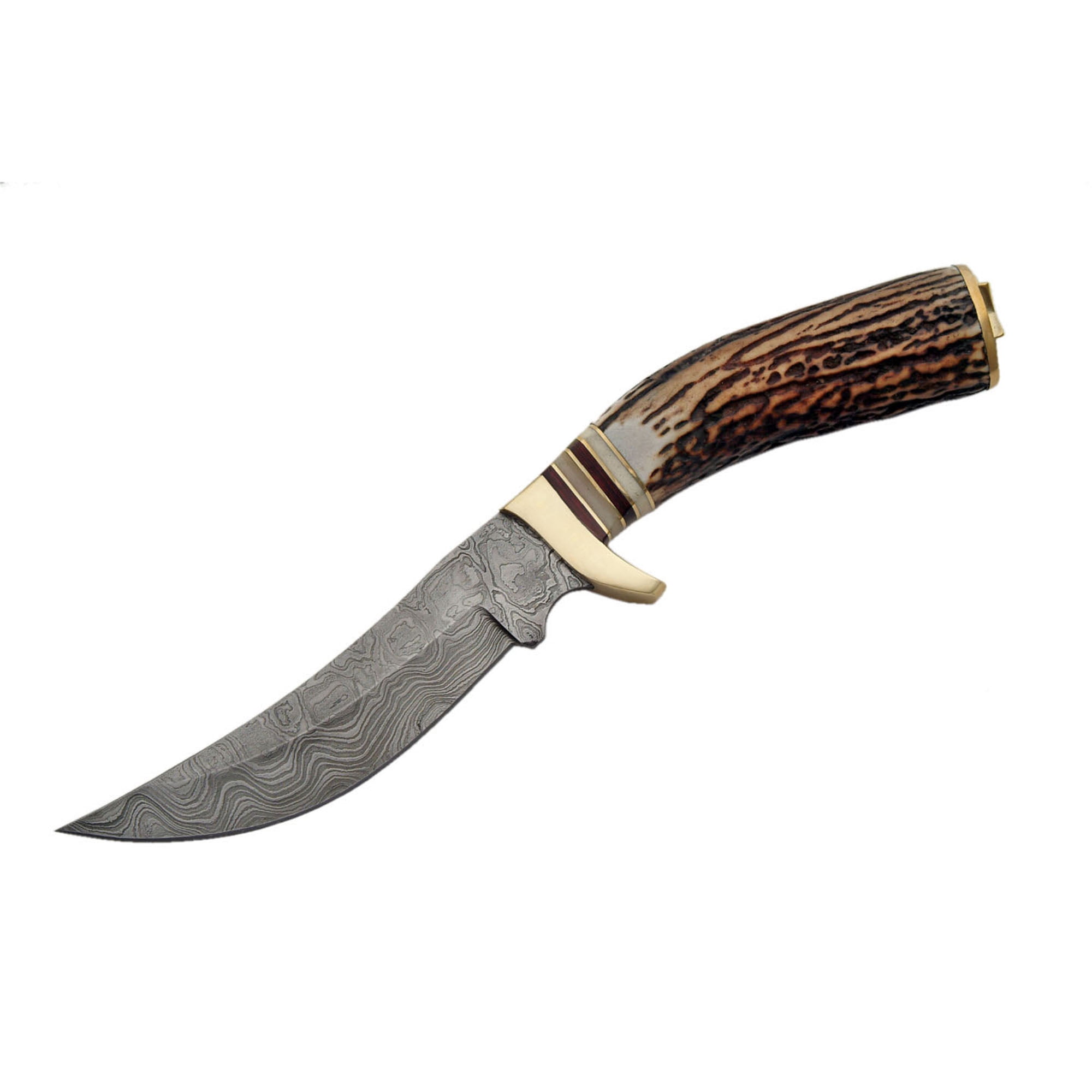 SANZ 10" Mountain Hunting Utility Knife With Stag Handle, Stainless Steel Blade and Leather Sheath